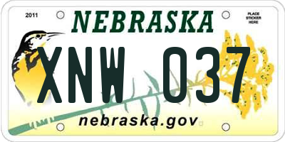 NE license plate XNW037