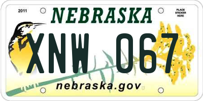 NE license plate XNW067
