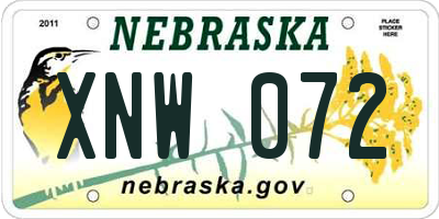NE license plate XNW072