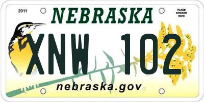 NE license plate XNW102