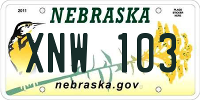 NE license plate XNW103