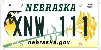 NE license plate XNW111