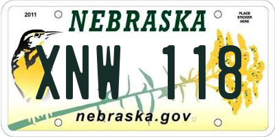 NE license plate XNW118
