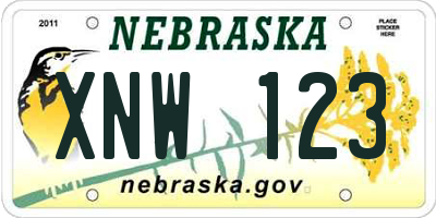 NE license plate XNW123