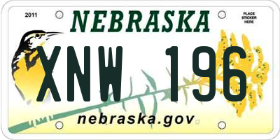 NE license plate XNW196