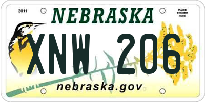 NE license plate XNW206