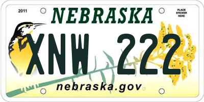NE license plate XNW222