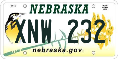 NE license plate XNW232