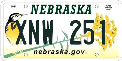 NE license plate XNW251