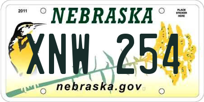 NE license plate XNW254