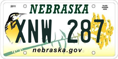 NE license plate XNW287