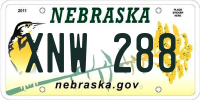 NE license plate XNW288