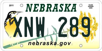 NE license plate XNW289