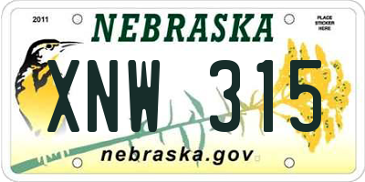 NE license plate XNW315