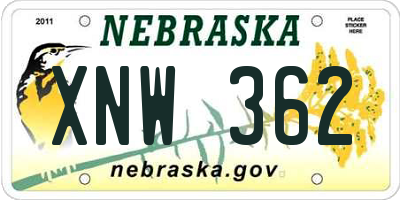 NE license plate XNW362