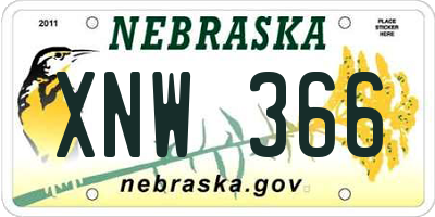 NE license plate XNW366