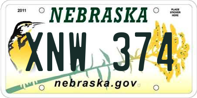NE license plate XNW374