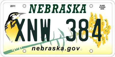 NE license plate XNW384