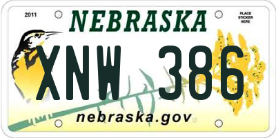 NE license plate XNW386