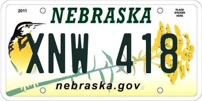 NE license plate XNW418