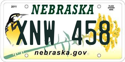 NE license plate XNW458