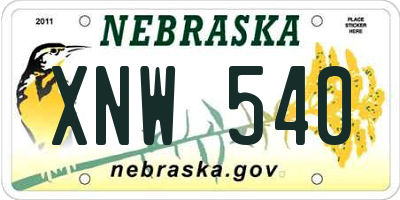 NE license plate XNW540