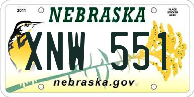 NE license plate XNW551