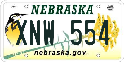 NE license plate XNW554