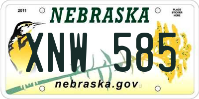NE license plate XNW585