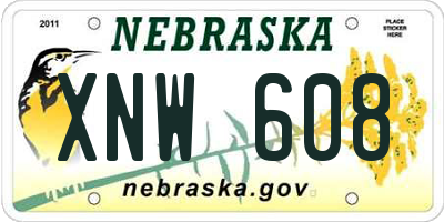 NE license plate XNW608