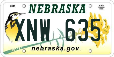 NE license plate XNW635