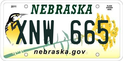 NE license plate XNW665