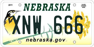 NE license plate XNW666