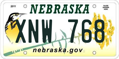 NE license plate XNW768