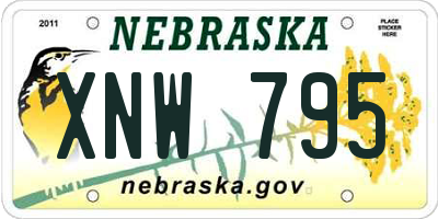 NE license plate XNW795