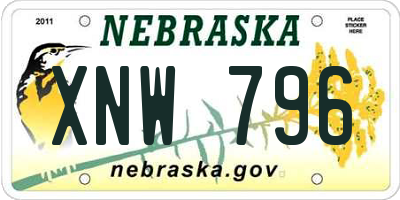 NE license plate XNW796