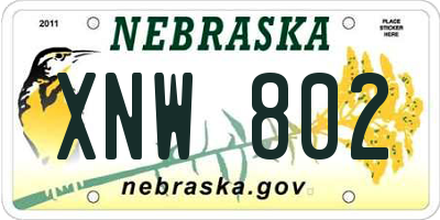 NE license plate XNW802