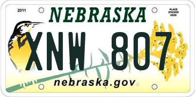 NE license plate XNW807