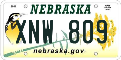 NE license plate XNW809