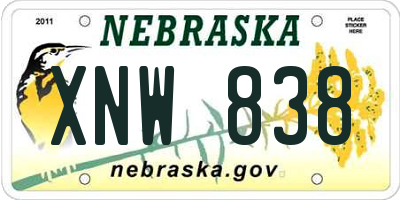 NE license plate XNW838