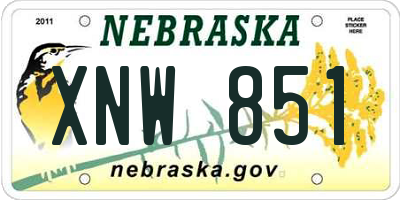 NE license plate XNW851