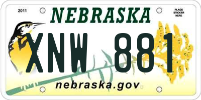 NE license plate XNW881
