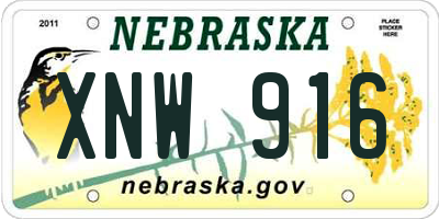 NE license plate XNW916