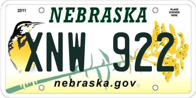 NE license plate XNW922