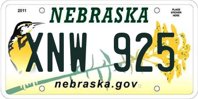 NE license plate XNW925