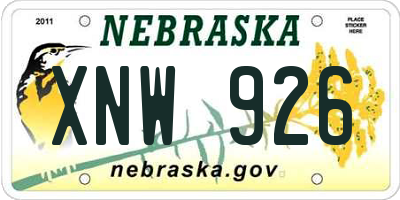 NE license plate XNW926