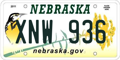 NE license plate XNW936