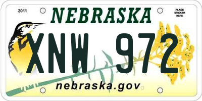 NE license plate XNW972