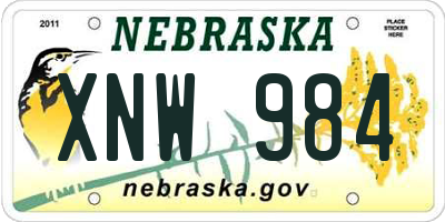 NE license plate XNW984