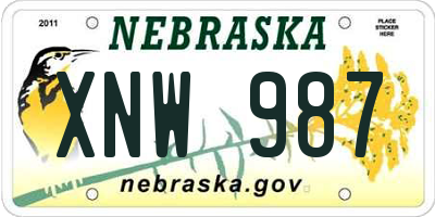 NE license plate XNW987